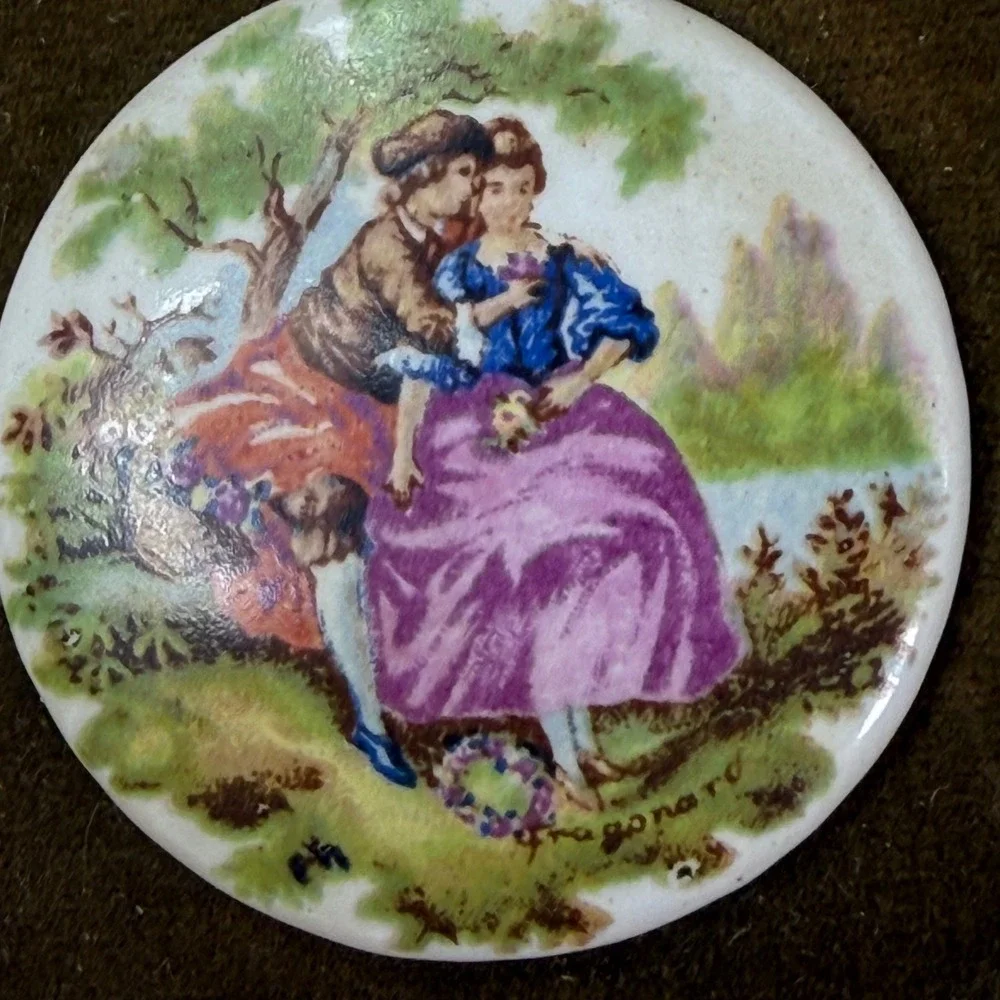 Vintage Fragonard Limoges Style Porcelain Cameo Plaques Gold Frames Set of 4